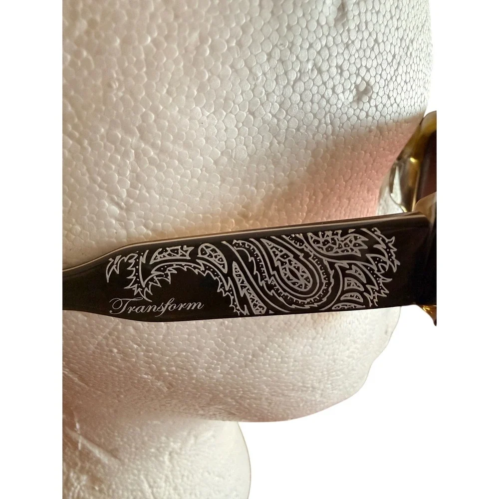 Vtg 90's Stay Gold‎ Transform Oversized Sunglasses Green Paisley 59-18-135